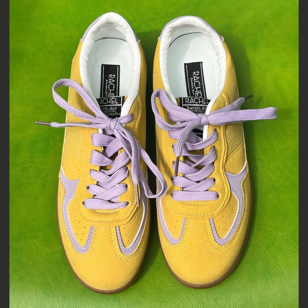 Rachel Roy Riz Suede Sneakers Yellow and Purple NWOT Women's Size 9